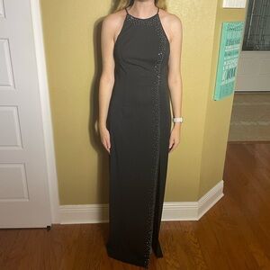 ZUM ZUM- LONG halter DRESS WITH silver accents